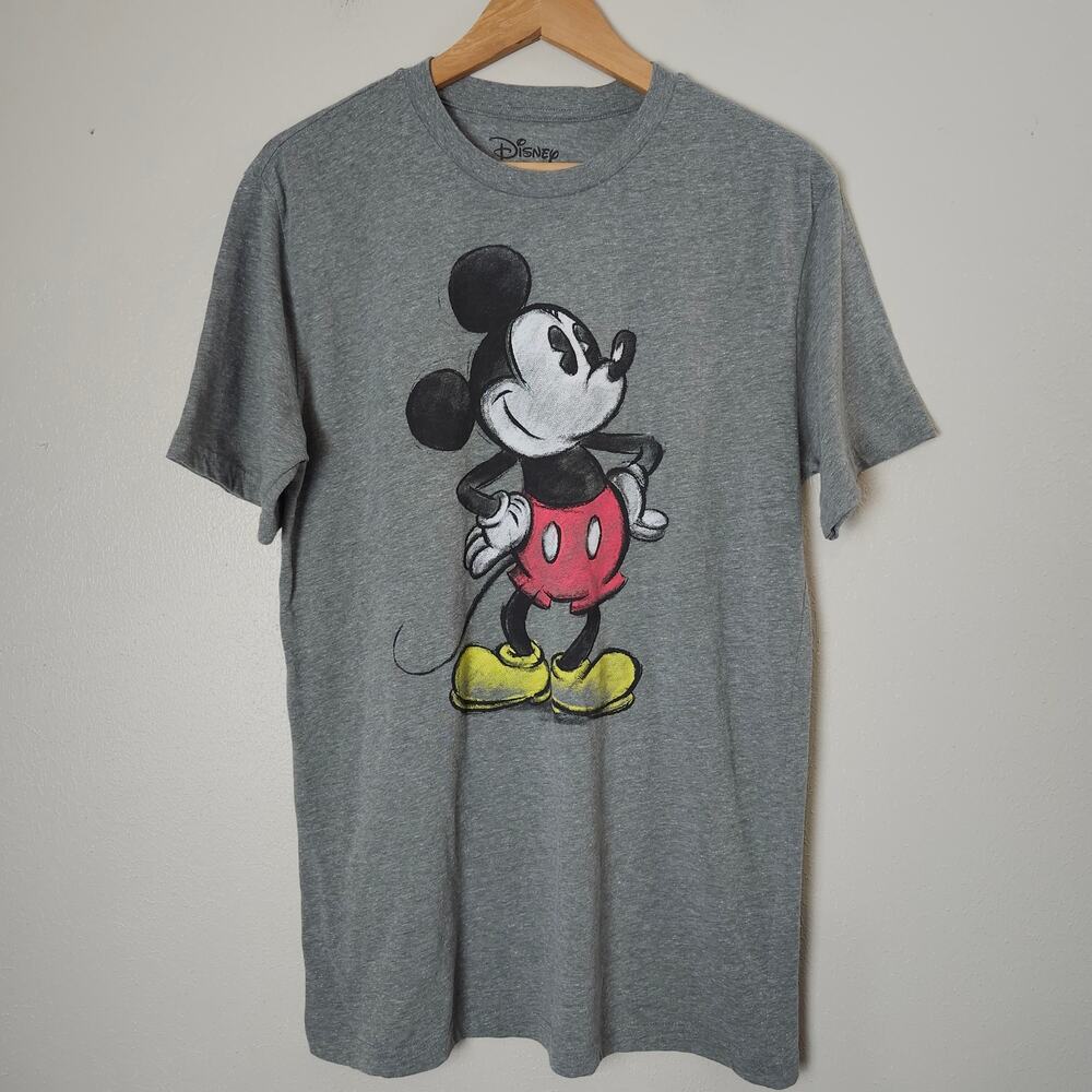 Disney  Men's Old School Mickey Mouse Graphic T-Shirt Short Sleeve XL Gray 50/50